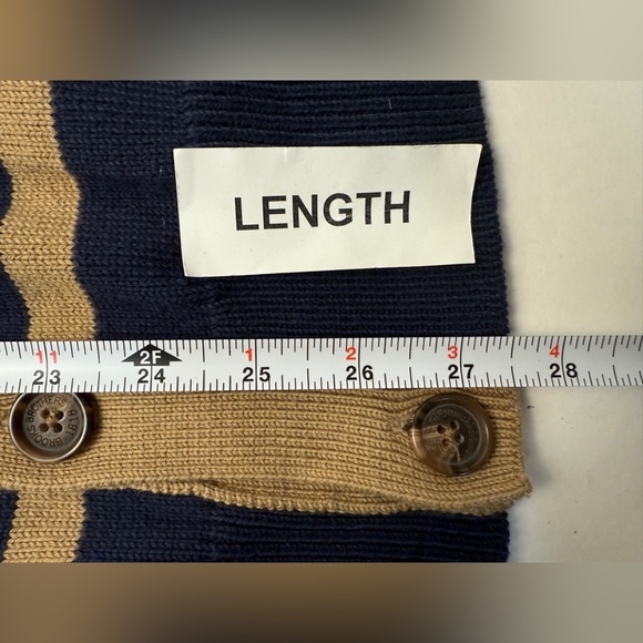 Brooks Brothers Red Fleece Button Up Cardigan Beige and Navy Men's Size Medium - Picture 9 of 9